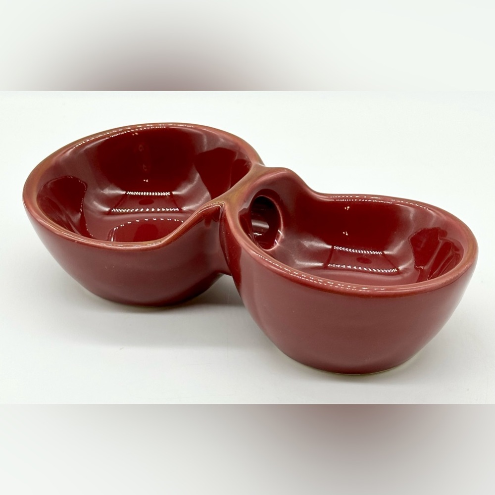 Red Ceramic Oil And Spice Dipping Bowls